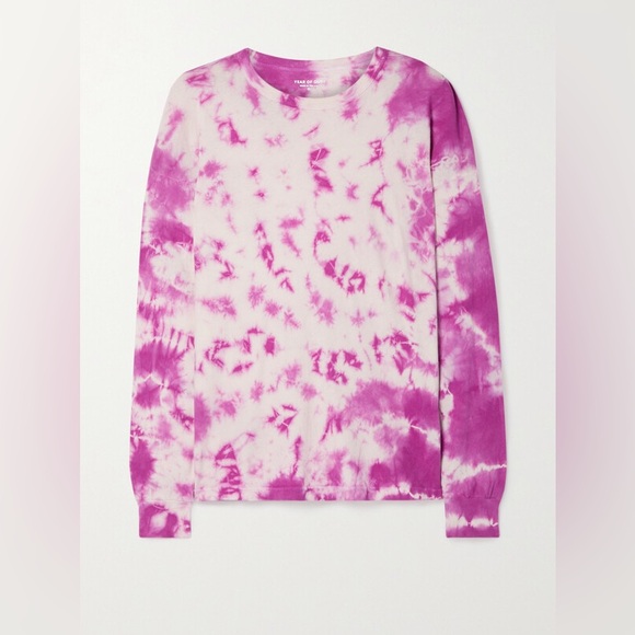 Year of Ours | Boyfriend Long Sleeve Pink Tie Dye Tee Size Small - Picture 2 of 8